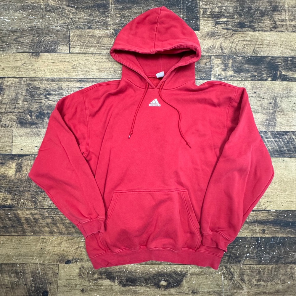 Adidas Red Classic Trefoil Logo Hoodie Sweatshirt Men's Size XL